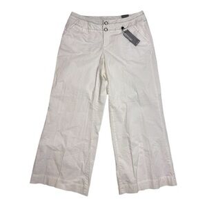 Venezia Wide-Leg Chino Pants Women’s 14 White with Black Stitching Accents NWT